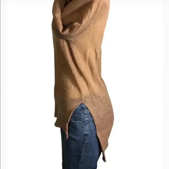 ALC SWEATER  TAN MO HAIR COWL NECK SHEER     LONG SLEEVE HIGH LOW SIZE SMALL - Picture 4 of 9